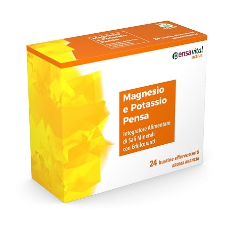 Magnesio e Potassio Pensa integratore di sali minerali gusto arancia 24 bustine effervescenti