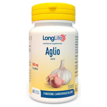LongLife Aglio 500 mg integratore per funzione cardiovascolare 60 capsule vegetali LongLife Aglio 500 mg integratore per funzione cardiovascolare 60 capsule vegetali