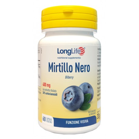 LongLife Mirtillo Nero 400 mg integratore per funzionalità del microcircolo 60 capsule vegetali