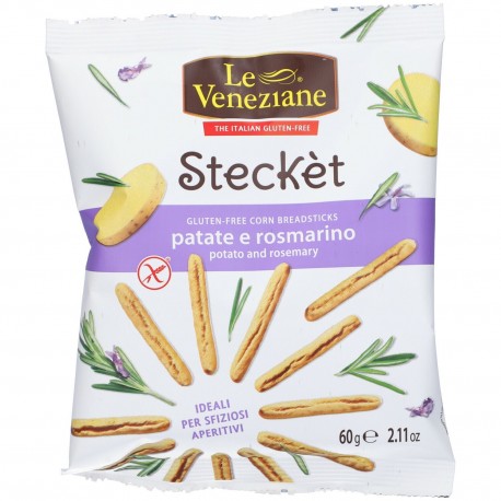 Steckèt Patate e Rosmarino bastoncini di pane senza glutine 60g