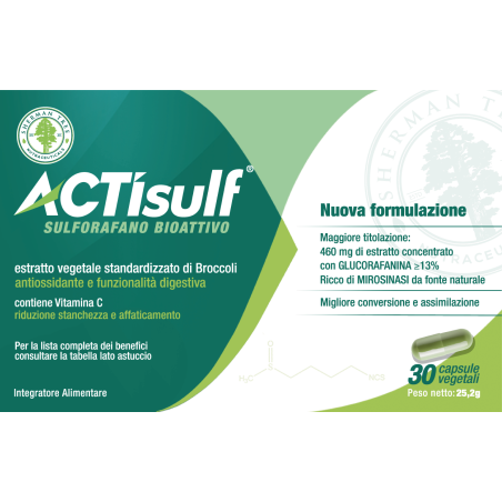 Sherman Tree Actisulf Sulforafano Bioattivo integratore depurativo 30 capsule vegetali Sherman Tree Actisulf Sulforafano Bioattivo integratore depurativo 30 capsule vegetali