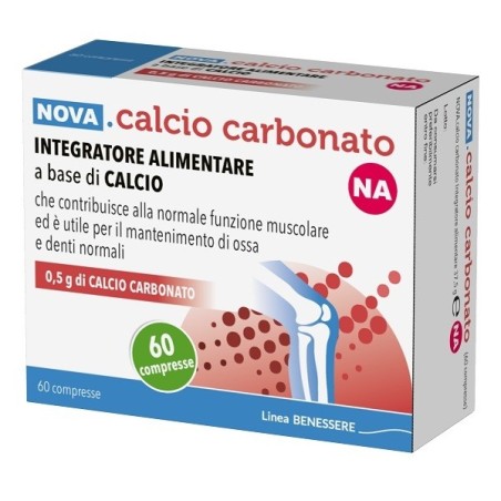 Nova Calcio Carbonato 0,5 g integratore per ossa e denti 60 compresse Nova Calcio Carbonato 0,5 g integratore per ossa e denti 60 compresse