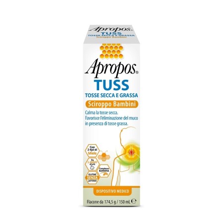 Apropos Tuss Sciroppo per tosse secca e grassa dei bambini 150 ml Apropos Tuss Sciroppo per tosse secca e grassa dei bambini 150 ml
