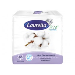 Laurella Bio Cotton Assorbente in Cotone ultra giorno con ali 12 pezzi