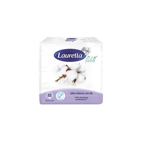 Laurella Bio Cotton Assorbente in Cotone ultra giorno con ali 12 pezzi Laurella Bio Cotton Assorbente in Cotone ultra giorno con ali 12 pezzi