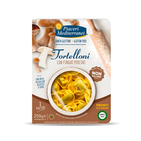 Piaceri Mediterranei Tortelloni ai Funghi senza glutine pronti in 2 minuti 250 g Piaceri Mediterranei Tortelloni ai Funghi senza glutine pronti in 2 minuti 250 g