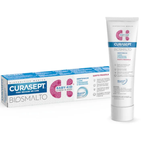 Curasept Biosmalto Dentifricio Baby Kid Fragola Carie Abrasione & Erosione 50 ml Curasept Biosmalto Dentifricio Baby Kid Fragola Carie Abrasione & Erosione 50 ml