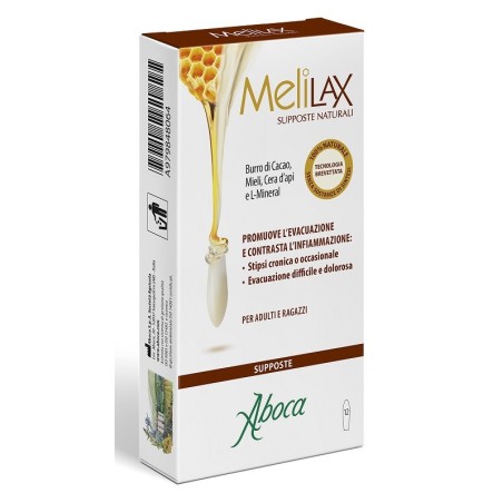 Aboca Melilax 12 supposte naturali per stitichezza ed evacuazione difficoltosa Aboca Melilax 12 supposte naturali per stitichezza ed evacuazione difficoltosa