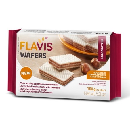 Dr. Schar Flavis Wafer aproteico alla nocciola 3 porzioni da 50 g Dr. Schar Flavis Wafer aproteico alla nocciola 3 porzioni da 50 g