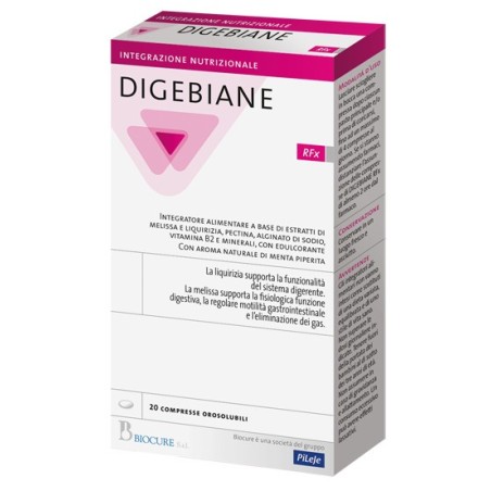 Biocure Digebiane Rfx integratore per digestione e gas intestinali 20 compresse Biocure Digebiane Rfx integratore per digestione e gas intestinali 20 compresse