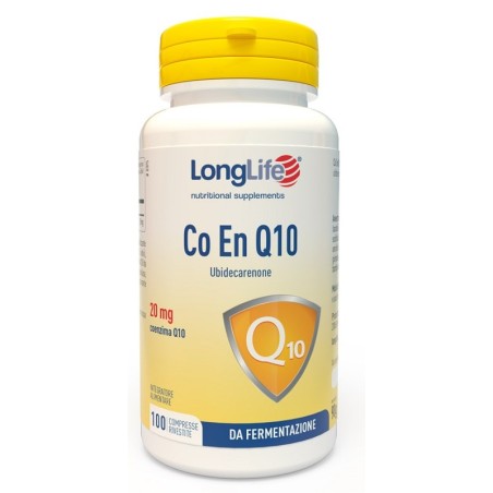 LongLife Co En Q10 20 mg integratore antiossidante adatto a vegani 100 compresse LongLife Co En Q10 20 mg integratore antiossidante adatto a vegani 100 compresse