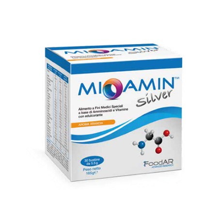 Mioamin Silver per gestione dietetica dei soggetti malnutriti 30 bustine all'arancia