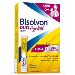 Bisolvon Duo Pocket Lenitivo sciroppo per tosse e gola irritata 12 bustine