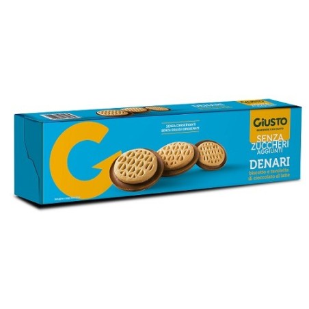 Giusto Senza Zucchero Denari - Biscotti dietetici con cioccolato 120 g Giusto Senza Zucchero Denari - Biscotti dietetici con cioccolato 120 g