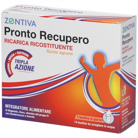 Zentiva Pronto Recupero Ricarica Ricostituente integratore tripla azione per stanchezza e debolezza 14 bustine