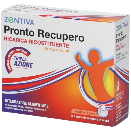 Zentiva Pronto Recupero Ricarica Ricostituente integratore tripla azione per stanchezza e debolezza 14 bustine Zentiva Pronto Recupero Ricarica Ricostituente integratore tripla azione per stanchezza e debolezza 14 bustine