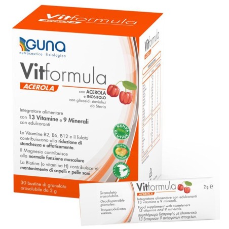 Guna Vitformula Acerola integratore multivitaminico 30 stick orosolubili Guna Vitformula Acerola integratore multivitaminico 30 stick orosolubili