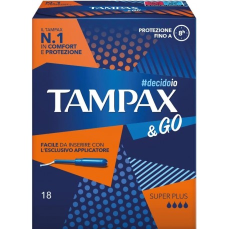 Tampax & Go Super Plus Assorbente interno con applicatore e punta arrotondata 18 pezzi