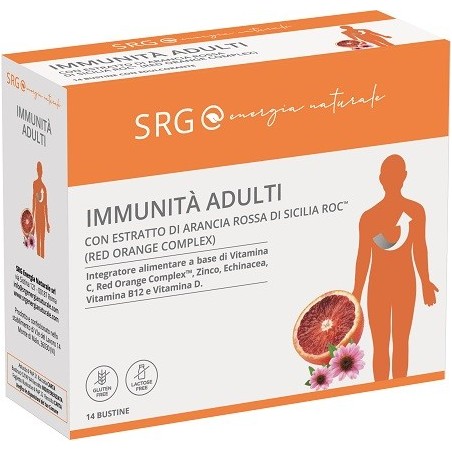 SRG Immunità Adulti integratore per difese immunitarie con arancia rossa 14 bustine SRG Immunità Adulti integratore per difese immunitarie con arancia rossa 14 bustine
