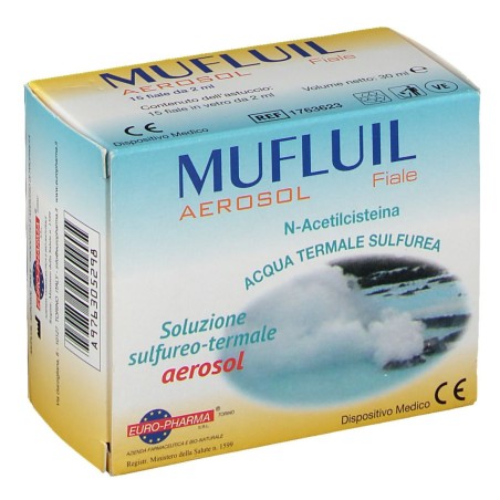 Mufluil Aerosol 15 fiale da 2 ml per drenaggio delle vie aeree in caso di raffreddore Mufluil Aerosol 15 fiale da 2 ml per drenaggio delle vie aeree in caso di raffreddore