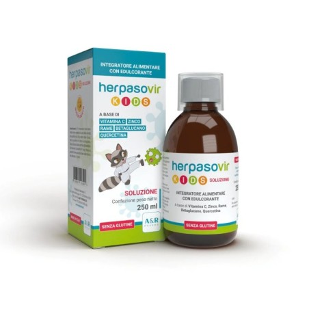Herpasovir Kids Soluzione integratore per difese immunitarie dei bambini 250 ml Herpasovir Kids Soluzione integratore per difese immunitarie dei bambini 250 ml