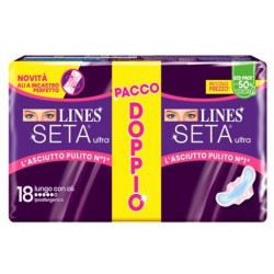 Lines Seta Ultra doppio pacco assorbenti lunghi con ali 18 pezzi