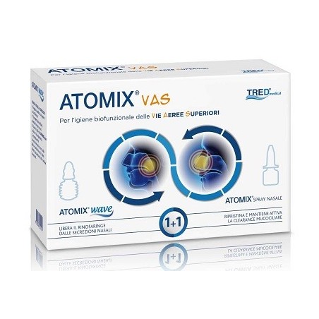 Tred Atomix Vas Kit per igiene biofunzionale delle vie aeree superiori Atomic Wave + spray nasale Tred Atomix Vas Kit per igiene biofunzionale delle vie aeree superiori Atomic Wave + spray nasale