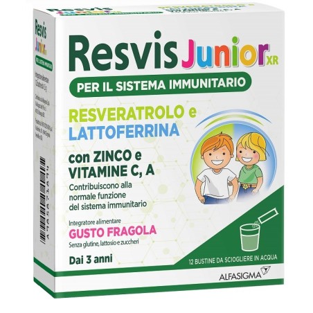 Alfasigma Resvis Junior XR integratore per sistema immunitario dei bambini 12 bustine Alfasigma Resvis Junior XR integratore per sistema immunitario dei bambini 12 bustine