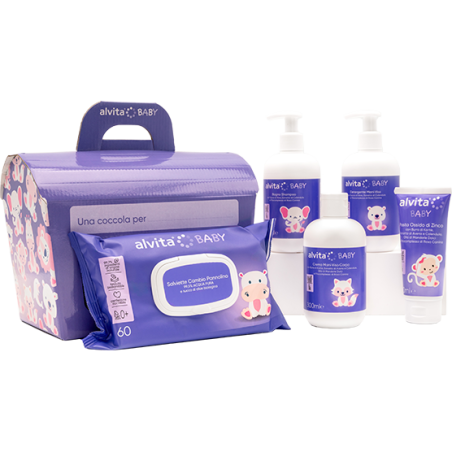 Alvita Cofanetto Baby shampoo + crema + detergente + salviette + pasta cambio pannolino Alvita Cofanetto Baby shampoo + crema + detergente + salviette + pasta cambio pannolino