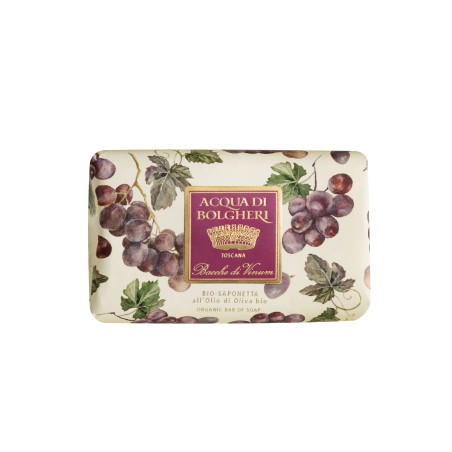 Acqua Di Bolgheri Saponetta Bio Bacche Di Vinum note fruttate d'uva 150 g Acqua Di Bolgheri Saponetta Bio Bacche Di Vinum note fruttate d'uva 150 g