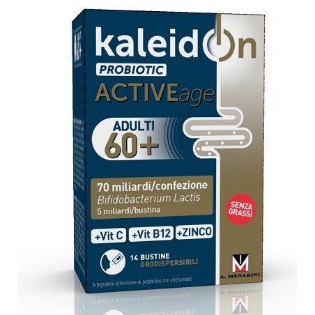 Kaleidon Probiotic Active Age integratore con probiotico per adulti sopra 60 anni 14 bustine Kaleidon Probiotic Active Age integratore con probiotico per adulti sopra 60 anni 14 bustine