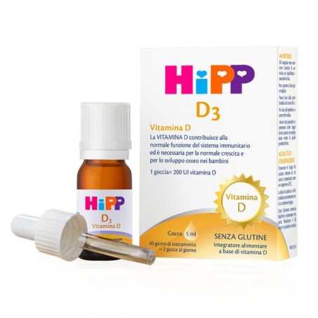 Hipp D3 integratore di vitamina D per sistema immunitario e ossa dei bambini 5 ml Hipp D3 integratore di vitamina D per sistema immunitario e ossa dei bambini 5 ml
