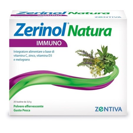 Zerinol Natura Immuno integratore per difese immunitarie 20 bustine gusto pesca Zerinol Natura Immuno integratore per difese immunitarie 20 bustine gusto pesca