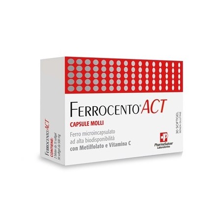 Ferrocento Act integratore a base di ferro microincapsulato ad alta biodisponibilità 30 capsule molli Ferrocento Act integratore a base di ferro microincapsulato ad alta biodisponibilità 30 capsule molli