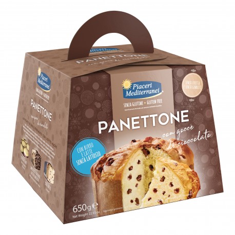 Piaceri Mediterranei Panettone con gocce di cioccolato senza glutine 650 g