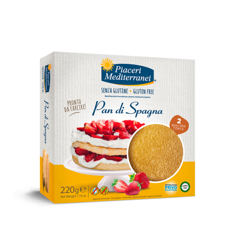Piaceri Mediterranei Pan di Spagna senza glutine pronto da farcire 200 g Piaceri Mediterranei Pan di Spagna senza glutine pronto da farcire 200 g
