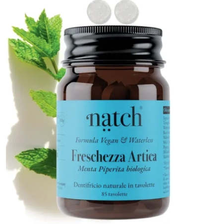 Natch Freschezza Artica - Dentrifricio naturale 85 tavolette alla menta piperita biologica Natch Freschezza Artica - Dentrifricio naturale 85 tavolette alla menta piperita biologica