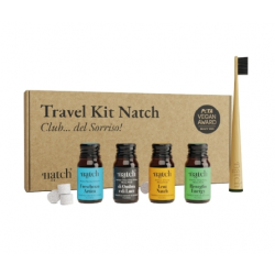 Natch Travel Kit - 4 Mini dentifrici naturali in tavolette + spazzolino