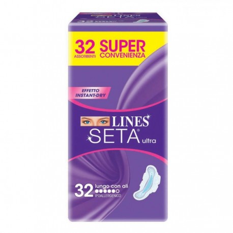 Lines Seta ultra assorbente lungo con ali 32 pezzi