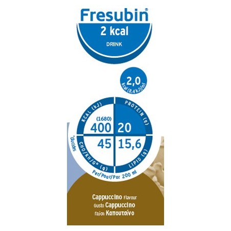 Fresubin 2 Kcal Drink gusto cappuccino per pazienti malnutriti 4 flaconi x 200 ml Fresubin 2 Kcal Drink gusto cappuccino per pazienti malnutriti 4 flaconi x 200 ml