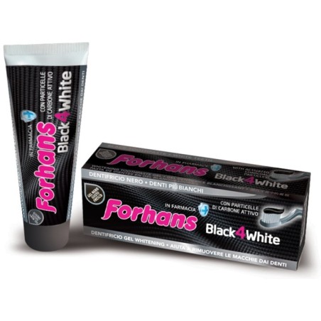 Forhans Black 4 White dentifricio al carbone attivo che aiuta a rimuovere le macchie dai denti 75 ml Forhans Black 4 White dentifricio al carbone attivo che aiuta a rimuovere le macchie dai denti 75 ml