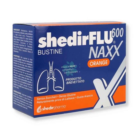 Shedirflu 600 Naxx arancia senza zuccheri integratore per vie respiratorie 20 bustine Shedirflu 600 Naxx arancia senza zuccheri integratore per vie respiratorie 20 bustine