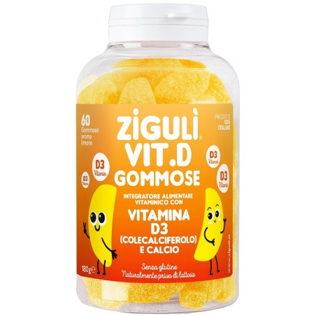 Zigulì Vit D integratore a base di colecalciferolo e calcio 60 gommose al limone Zigulì Vit D integratore a base di colecalciferolo e calcio 60 gommose al limone