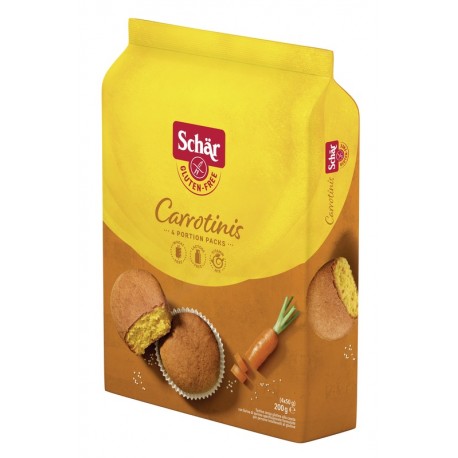 Dr. Schar Carrotinis Tortine alla Carota snack gustoso alla carota e quinoa senza glutine 4 porzioni da 50 g