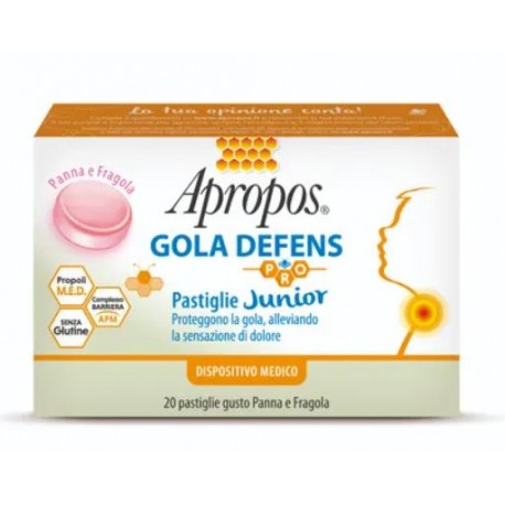 Apropos Gola Defens Junior pastiglie protettive gola per bambini gusto panna e fragola 20 pastiglie