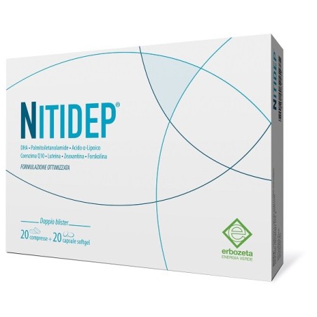 Erbozeta Nitidep integratore antiossidante per la vista 20 compresse + 20 capsule softgel Erbozeta Nitidep integratore antiossidante per la vista 20 compresse + 20 capsule softgel