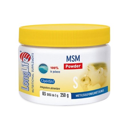Longlife Msm Powder integratore in polvere per pelle capelli e unghie 250 g Longlife Msm Powder integratore in polvere per pelle capelli e unghie 250 g