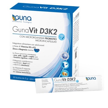 GunaVit D3K2 integratore con probiotici per benessere intestinale 30 capsule GunaVit D3K2 integratore con probiotici per benessere intestinale 30 capsule