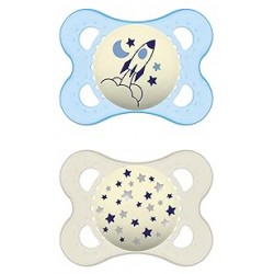 Mam Night Succhietto in silicone doppio per bambini da 2 a 6 mesi 2 pezzi