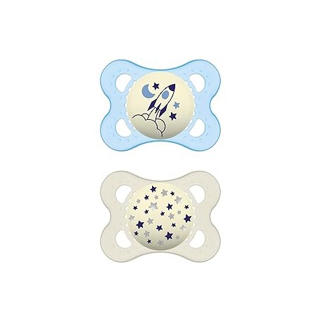 Mam Night Succhietto in silicone doppio per bambini da 2 a 6 mesi 2 pezzi